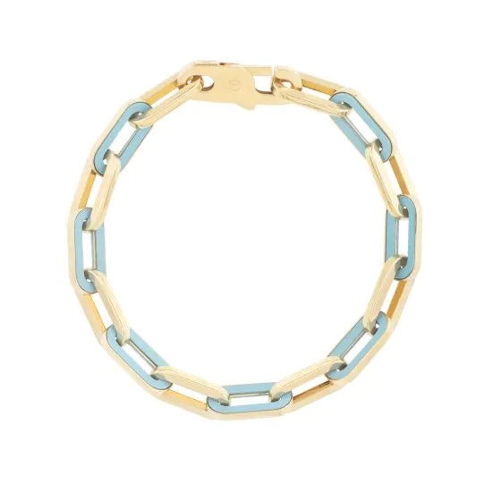 14 karat yellow gold and onyx bracelet, plain and polished finish, lobster clasp, 19 CM
