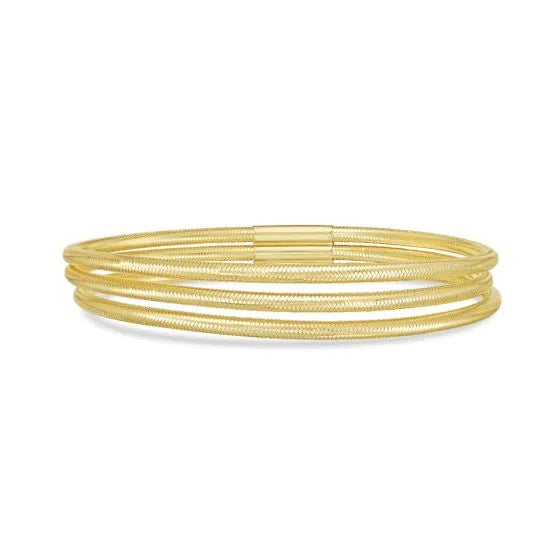 Bracelet triple rang extensible en or tricolore 14k