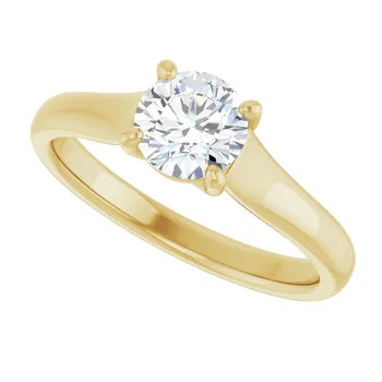 Bague d'engagement solitaire quatre griffes en or blanc 14k avec diamant naturel taille coussin 0,60 ct