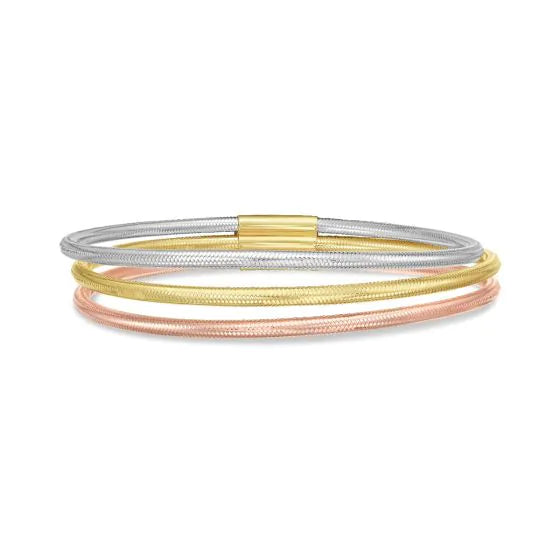 Bracelet triple rang extensible en or tricolore 14k