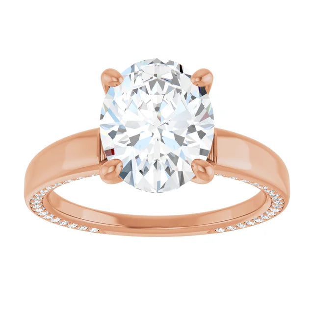 Bague d'engagement solitaire à 4 griffes en or blanc 14k avec diamant de laboratoire rond 1,50 ct et pavé secret