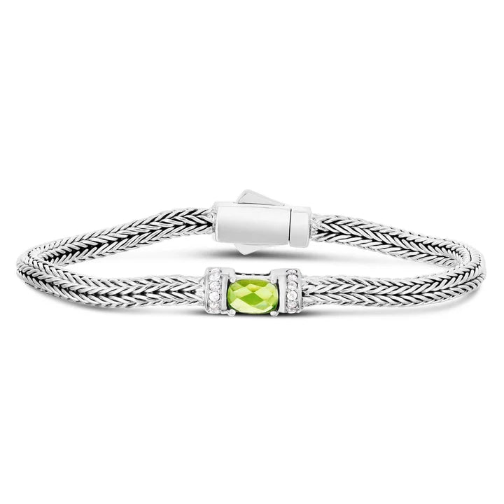 Bracelet tressé en argent sterling avec améthyste et saphires blancs