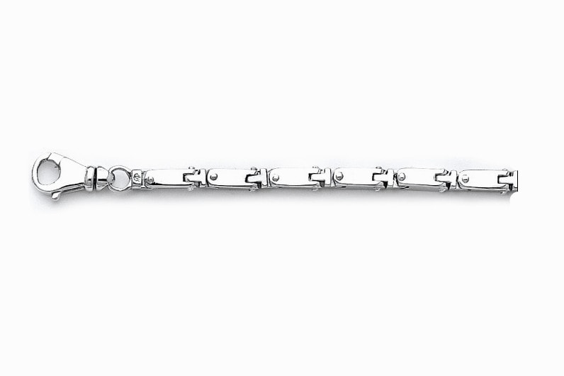 Bracelet en Or Blanc 14 Karats Mailles de Fantaisie