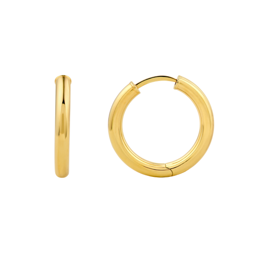 Boucles d'oreilles Huggies rondes 3 x 15 mm en or jaune 14k