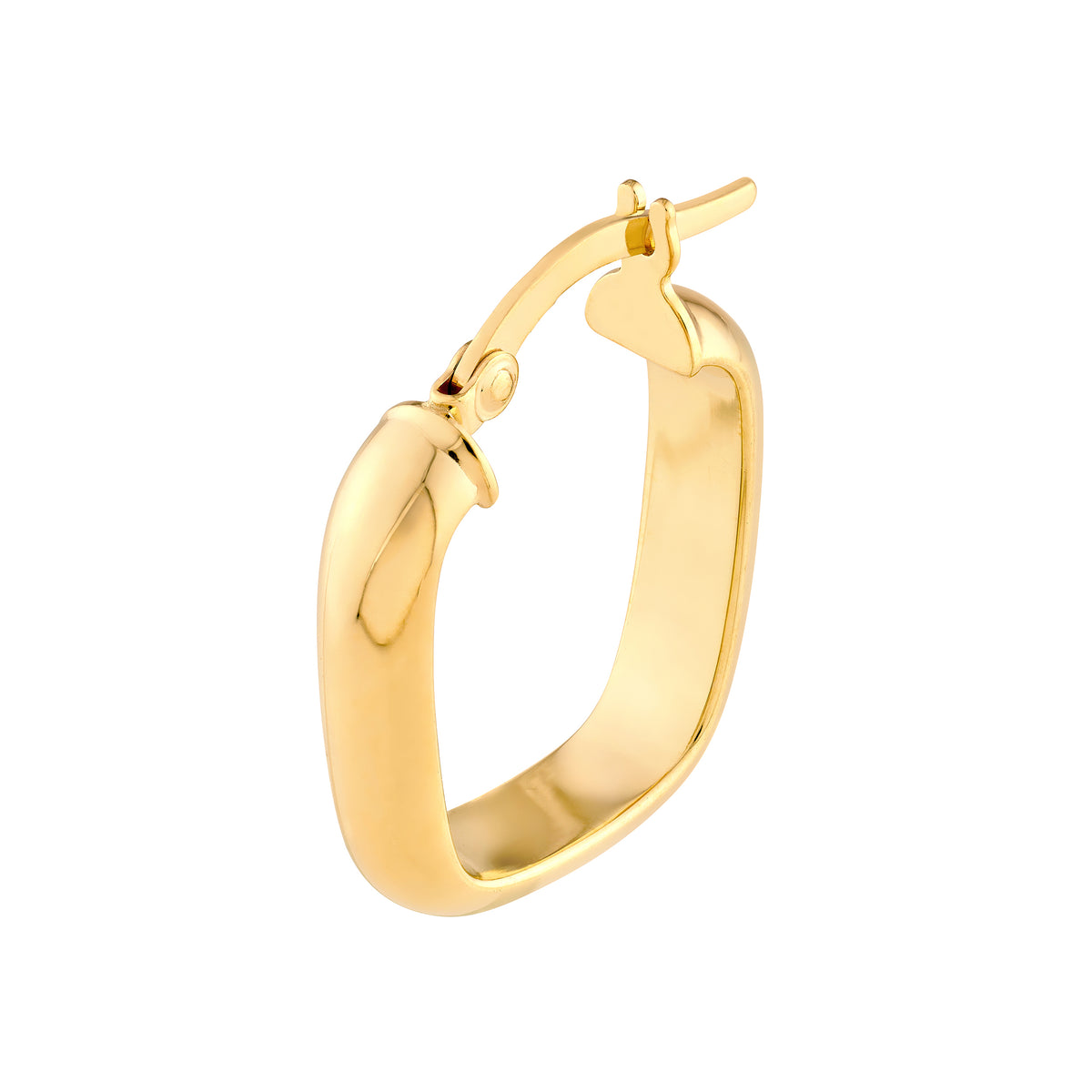Créoles carrées polies en or jaune 14k
