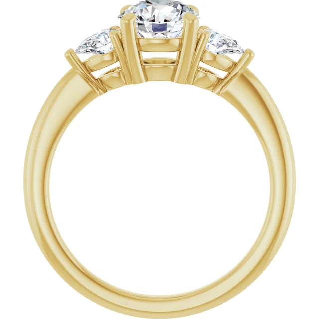 Bague de fiançailles Trilogie en or 14 carats et diamants de laboratoire