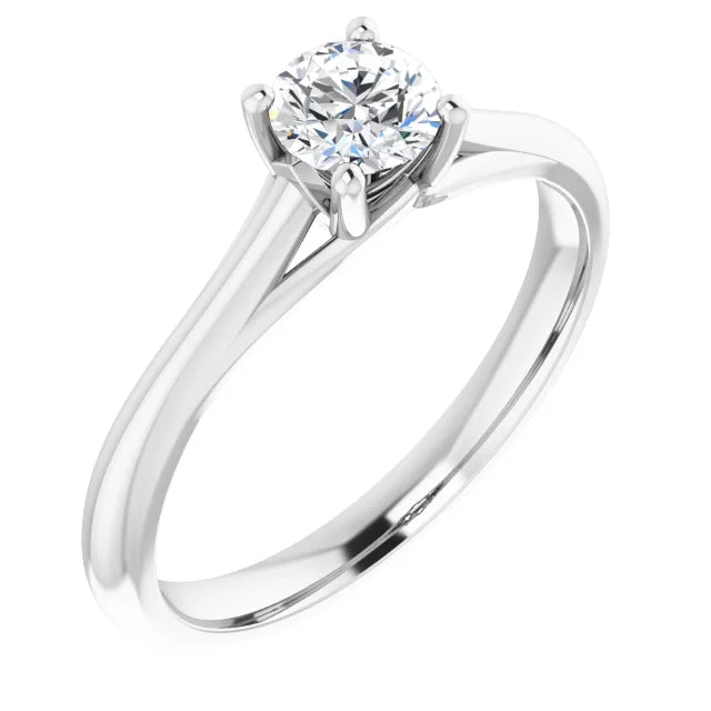 Bague d'engagement solitaire quatre griffes en or blanc 14k avec diamant naturel 0,40 ct