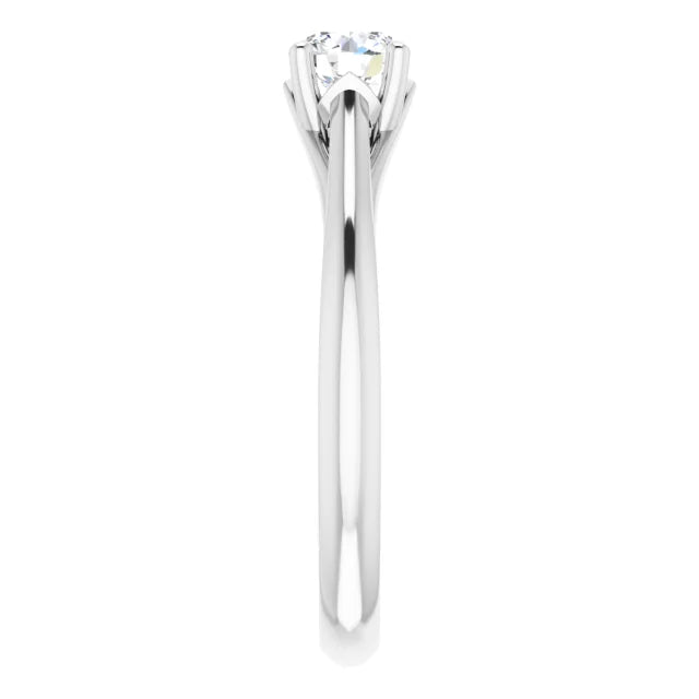 Bague d'engagement solitaire quatre griffes en or blanc 14k avec diamant naturel 0,40 ct