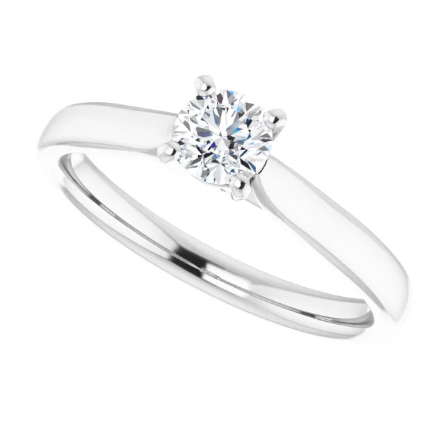 Bague d'engagement solitaire quatre griffes en or blanc 14k avec diamant naturel 0,30 ct