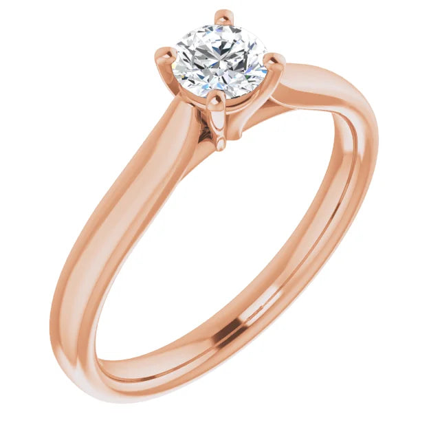 Bague d'engagement solitaire quatre griffes en or blanc 14k avec diamant naturel 0,30 ct