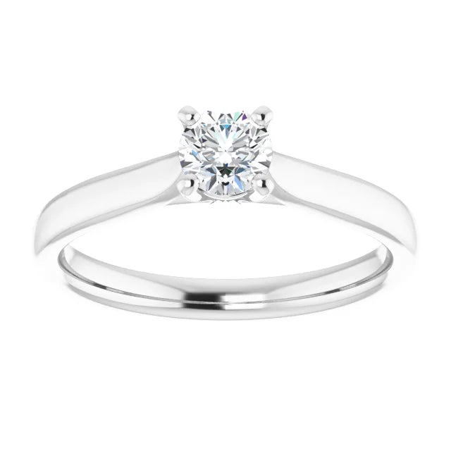 Bague d'engagement solitaire quatre griffes en or blanc 14k avec diamant naturel 0,30 ct