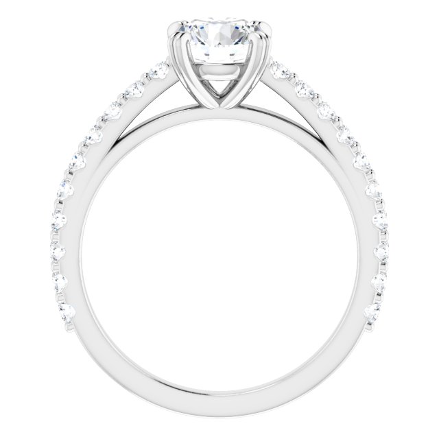 Bague De Fiançailles Diamant Coupe Ronde Pavé Or Blanc