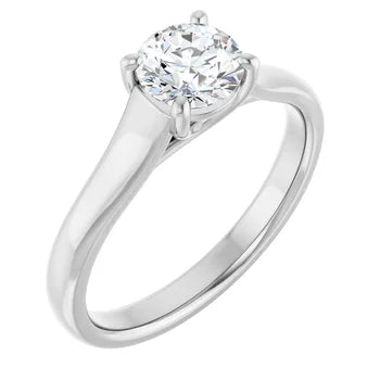 Bague d'engagement solitaire quatre griffes en or blanc 14k avec diamant naturel taille coussin 0,60 ct