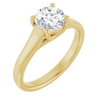 Bague d'engagement solitaire en or jaune 14k avec diamant de laboratoire rond 1,00 ct