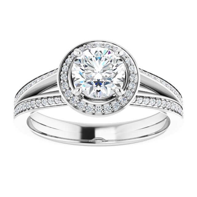 Bague De Fiançailles Diamant Halo Or Blanc