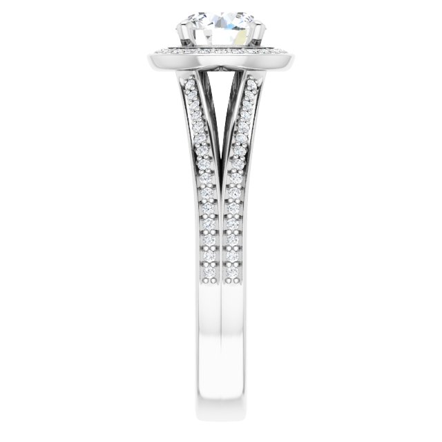 Bague De Fiançailles Diamant Halo Or Blanc