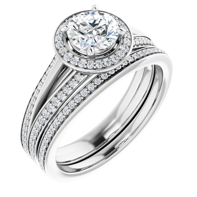 Bague De Fiançailles Diamant Halo Or Blanc