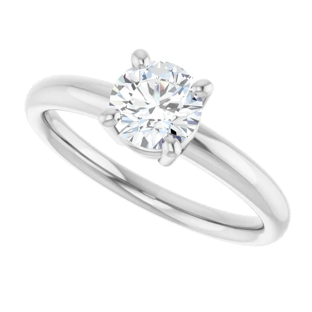 Bague d'engagement solitaire quatre griffes en or blanc 14k avec diamant naturel 0,70 ct