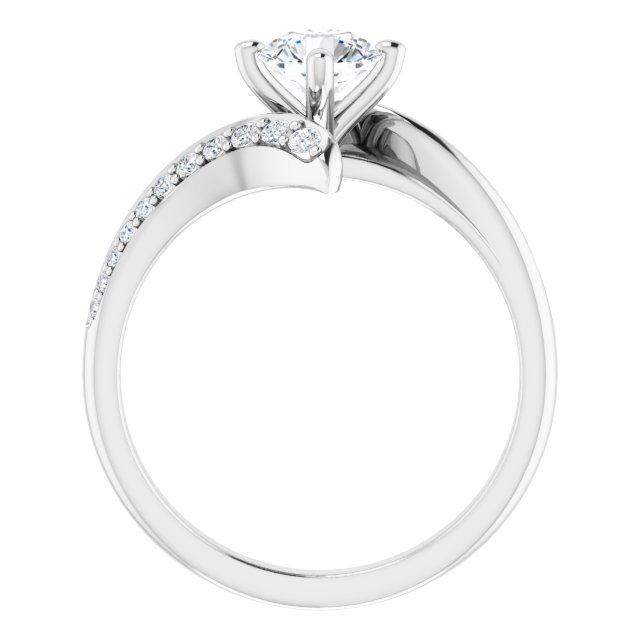 Bague De Fiançailles Diamant Coupe Ronde Pavé Or Blanc