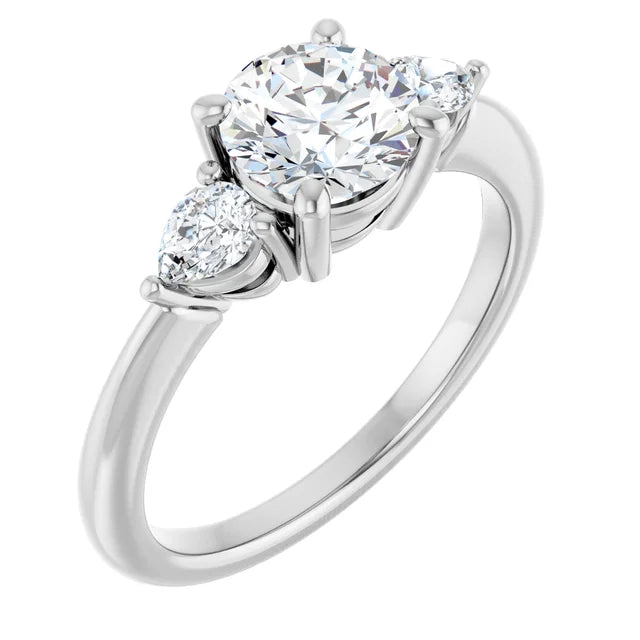 Bague de fiançailles Trilogie en or 14 carats et diamants de laboratoire