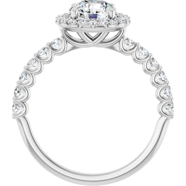 14 Karat White Gold Diamond Halo Wedding Ring