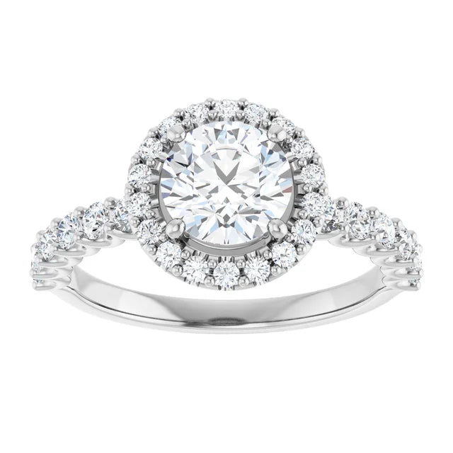 14 Karat White Gold Diamond Halo Wedding Ring