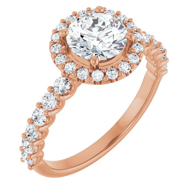 Bague d'engagement halo avec diamant de laboratoire rond 1,00 ct