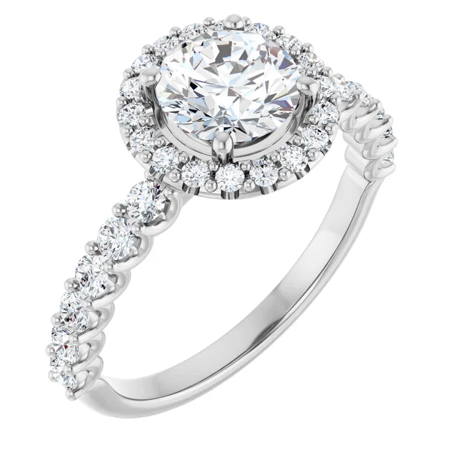 Bague d'engagement halo avec diamant de laboratoire rond 1,00 ct