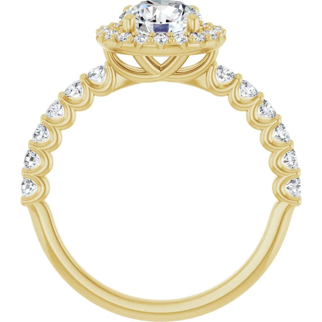 Bague d'engagement halo avec diamant de laboratoire rond 1,00 ct