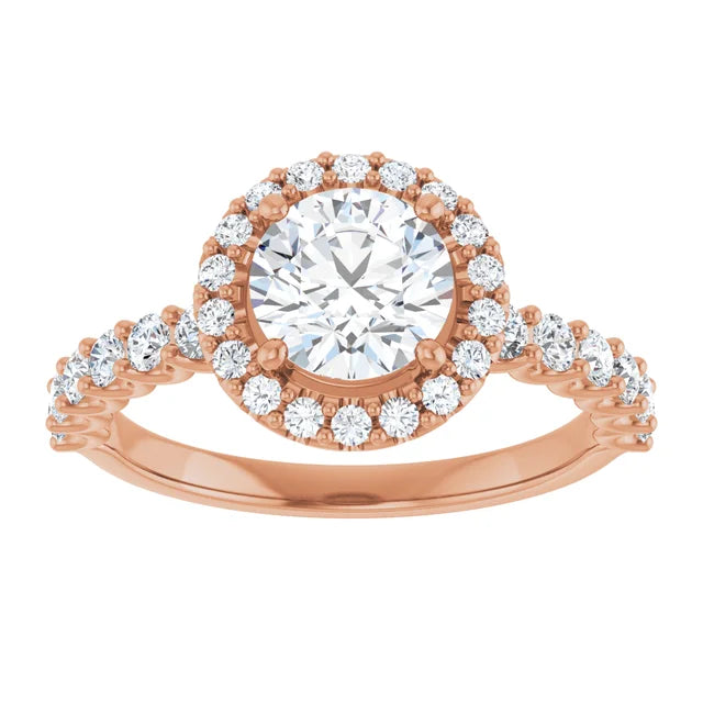Bague d'engagement halo avec diamant de laboratoire rond 1,00 ct