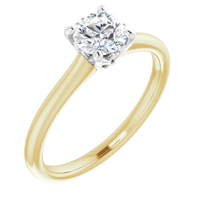 Antique Solitaire Engagement Ring Yellow Gold Diamond 4 Prongs