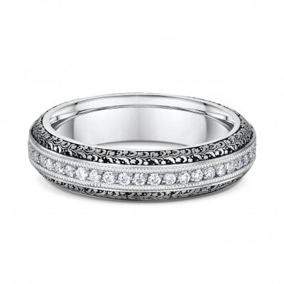 Jonc Éternité 5mm en Or Blanc 14 Karats Pavé de 0.47 Carats de Diamants