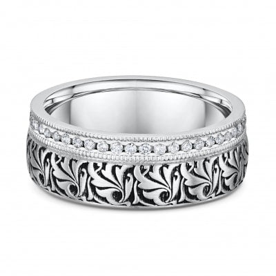 Jonc Éternité 7mm en Or Blanc 14 Karats Pavé de 0.37 Carats de Diamants