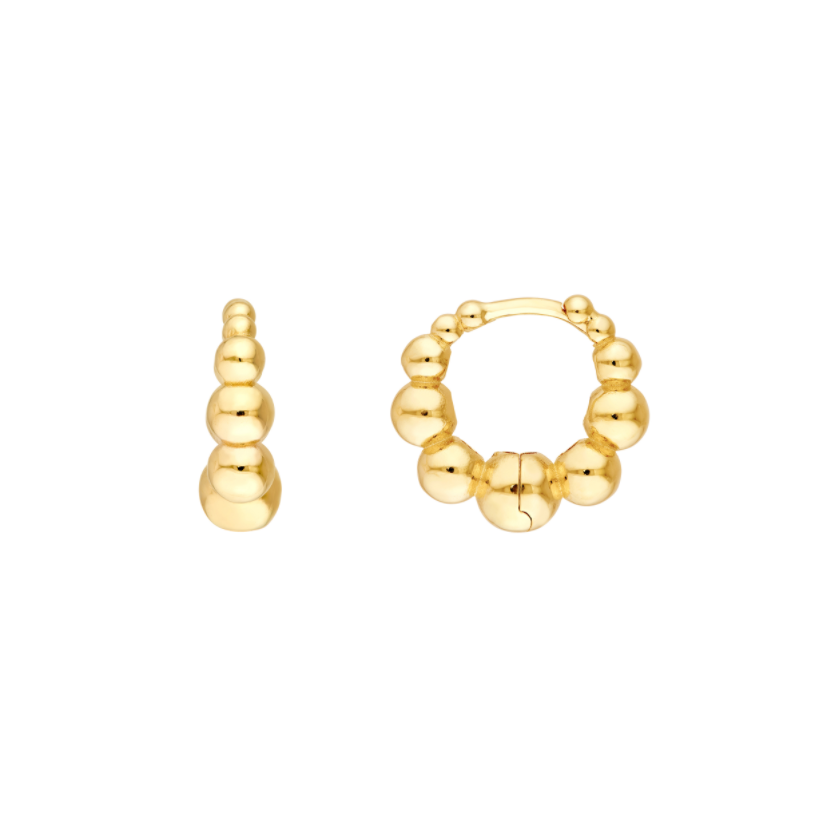 Créoles Huggies sphères graduées en or jaune 14k