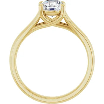 Bague d'engagement solitaire en or jaune 14k avec diamant de laboratoire rond 1,00 ct