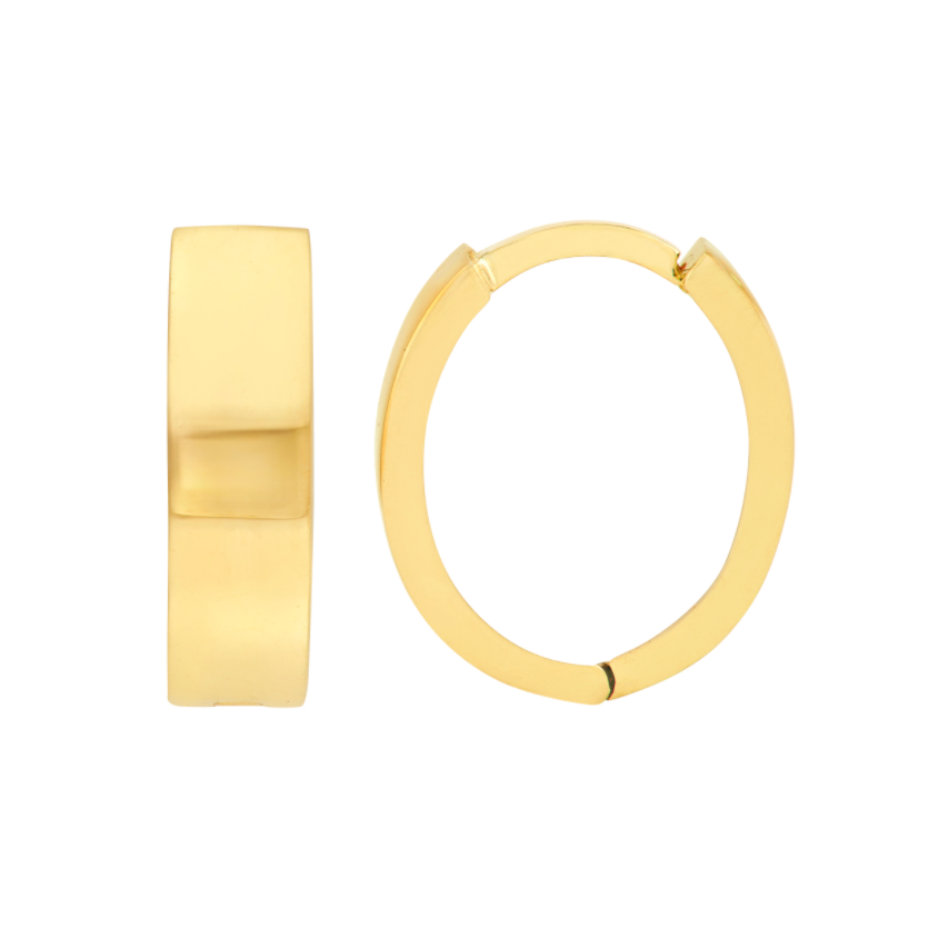 Créoles Huggies larges à profil ovale en or jaune 14k