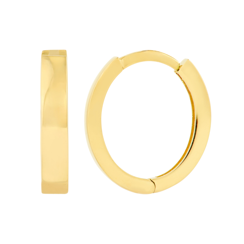 Créoles Huggies ovales lisses 2 mm en or jaune 14k