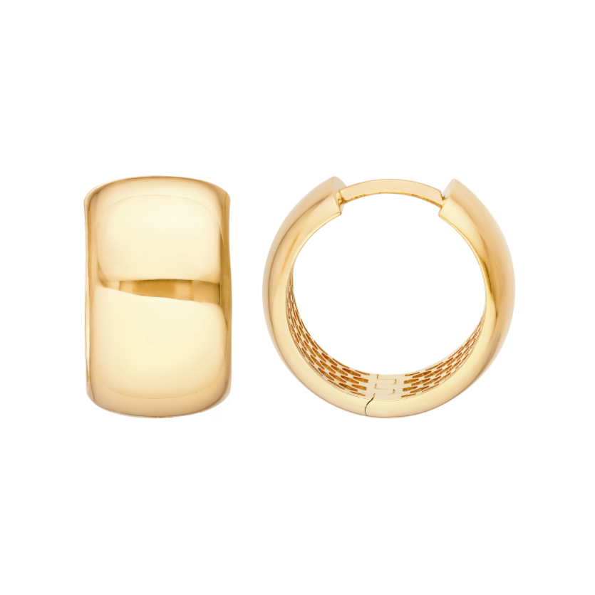 Huggies bouffantes polies 16 mm en or jaune 14k