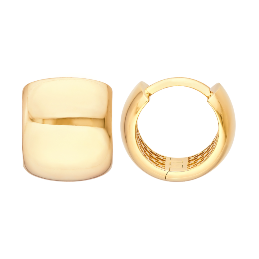 Créoles bouffantes polies 12 mm en or jaune 14k