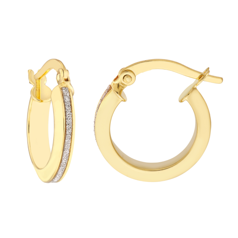 Créoles scintillements diamantés 3 x 10 mm en or jaune 10k