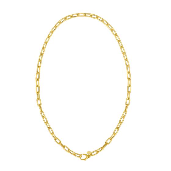 Chaîne trombone en or jaune 14k (18 in) avec grand fermoir porte-breloques