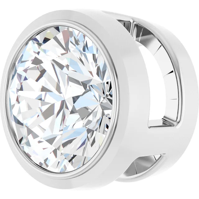 Pendentifs Solitaire Diamant Taille Rond Sur Collet En Or Blanc ou jaune 14 Karats