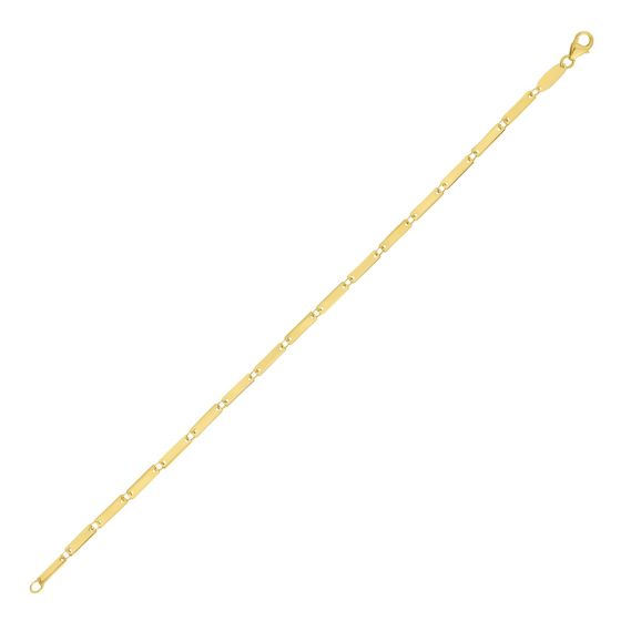Bracelet maillons barrettes effet miroir en or jaune 14k