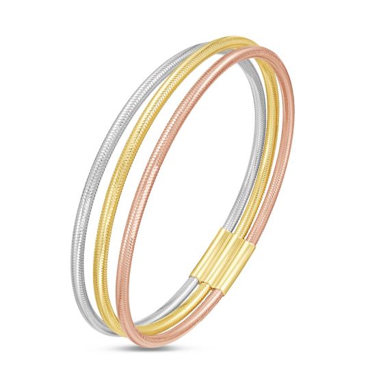 Bracelet triple rang extensible en or tricolore 14k