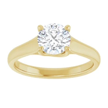Bague d'engagement solitaire en or jaune 14k avec diamant de laboratoire rond 1,00 ct