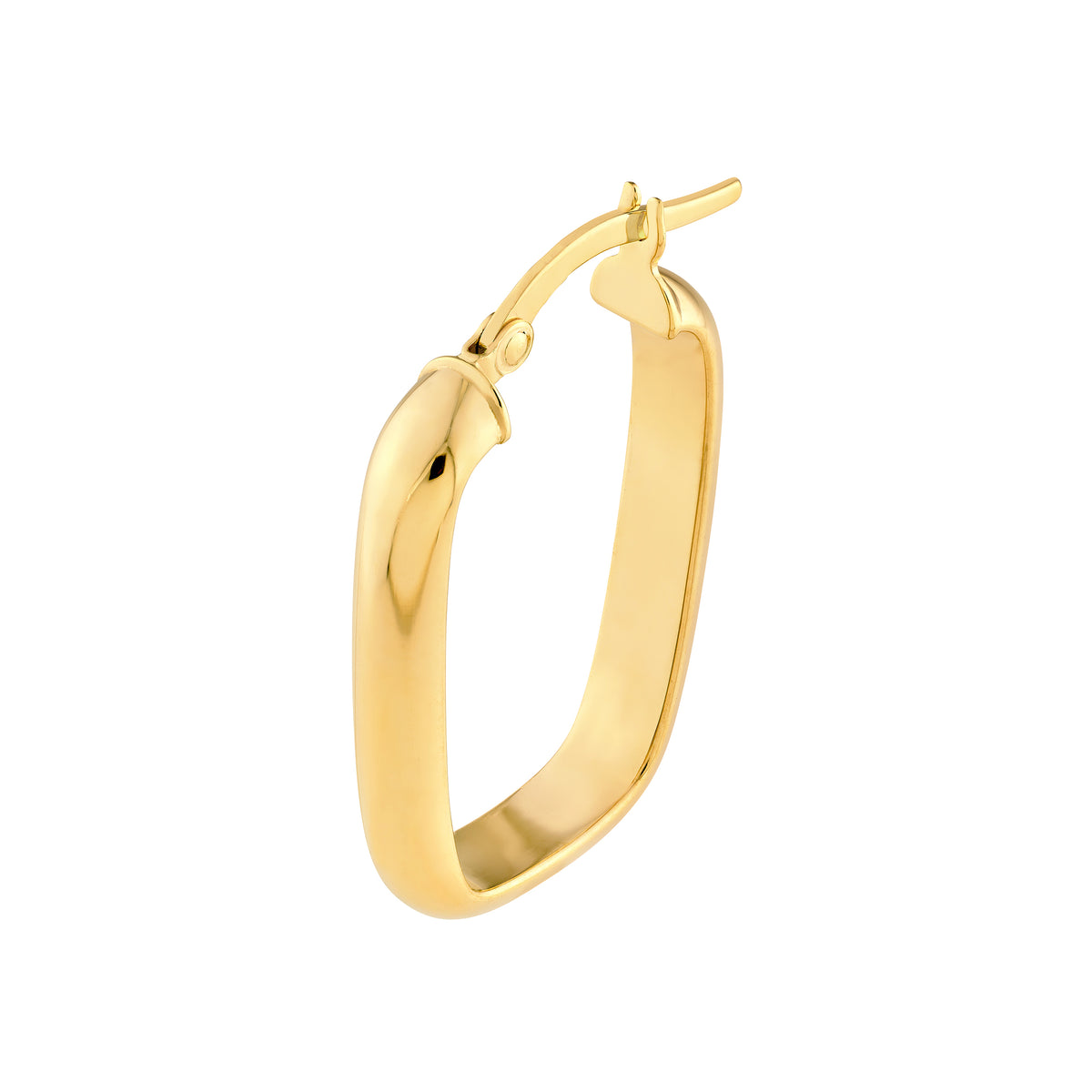 Créoles rectangulaires polies en or jaune 14k