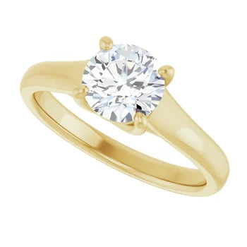 Bague d'engagement solitaire en or jaune 14k avec diamant de laboratoire rond 1,00 ct