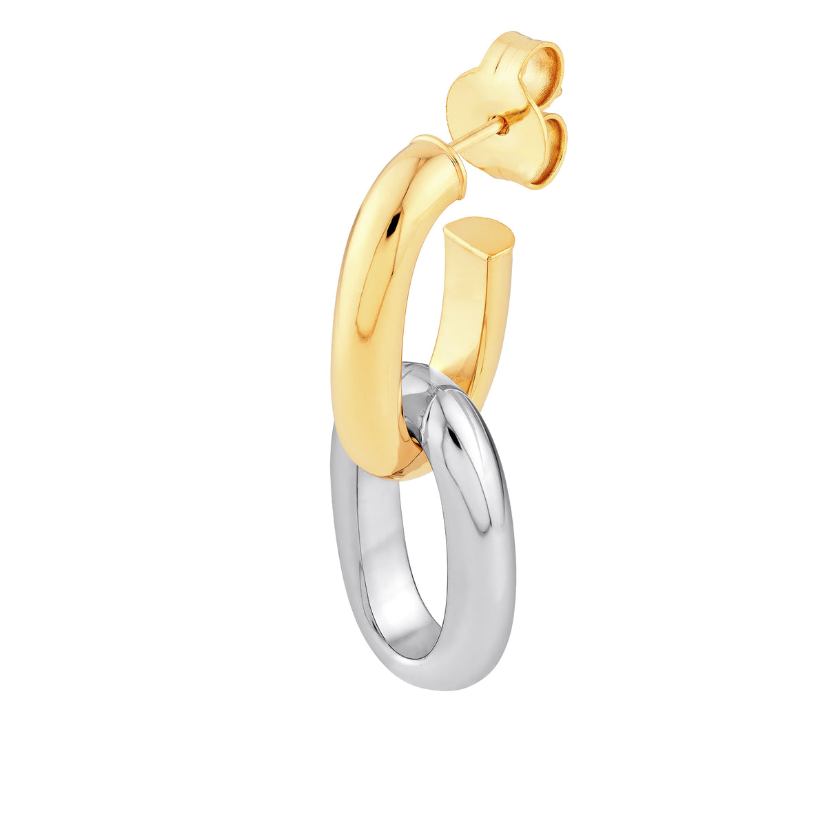 Boucles d'oreilles créoles pendantes ovales bicolores (32 mm)