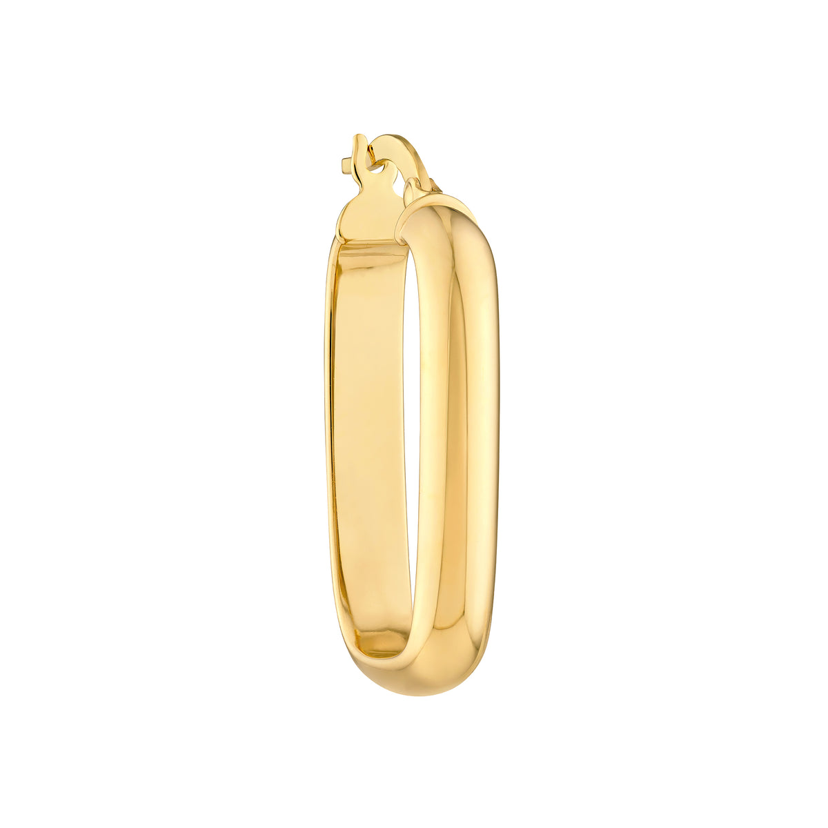 Créoles rectangulaires polies en or jaune 14k
