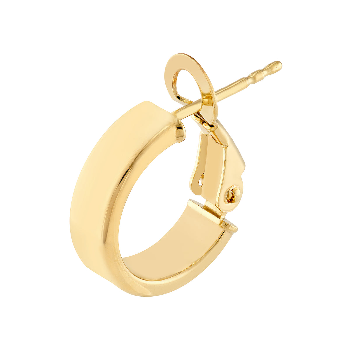 Créoles Huggies architecturales 10 mm à profil rectangulaire en or jaune 14k